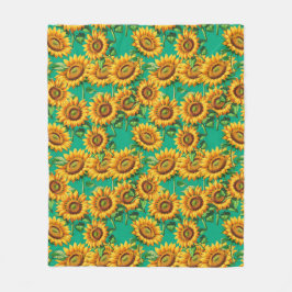 Cobertor De Velo Padrão de Cottagecore Floral de Girassol Verde