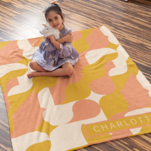 Cobertor De Velo Padrão de Creme Rosa de Mostarda Personalizado