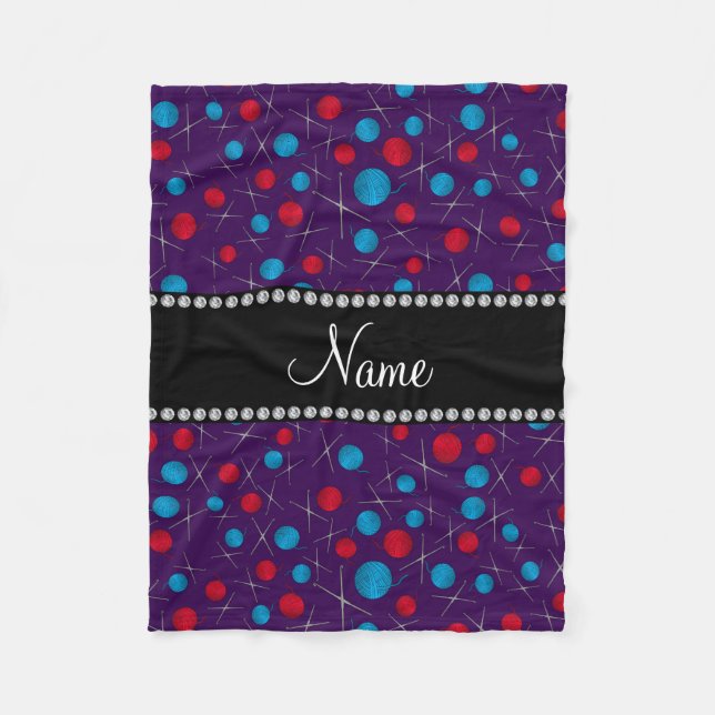 Cobertor De Velo Padrão de crochê roxo de nome personalizado (Frente)