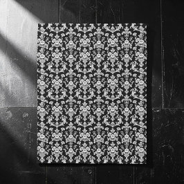 Cobertor De Velo Padrão de Damasco Preto e Branco Vitoriano