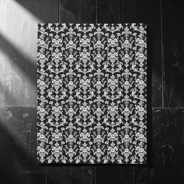 Cobertor De Velo Padrão de Damasco Preto e Branco Vitoriano (Criador carregado)