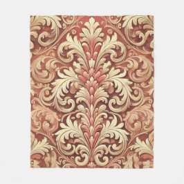 Cobertor De Velo Padrão de Damasco Vermelho e Dourado Vintage