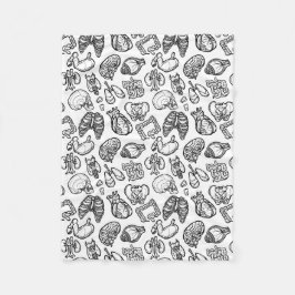 Cobertor De Velo Padrão de desenho da Anatomia Humana Moderna Preta