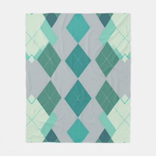 Cobertor De Velo Padrão de Diamante Argyle Verde Azul