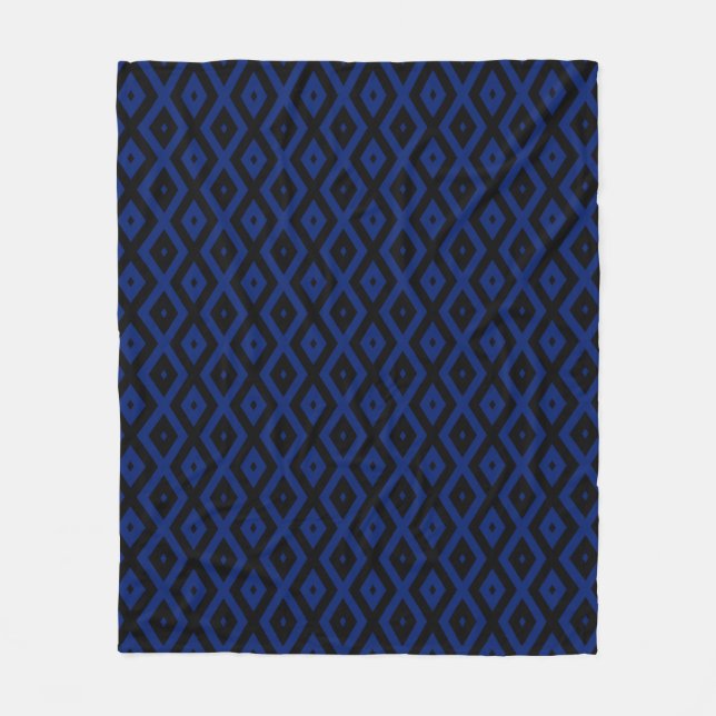 Cobertor De Velo Padrão de diamante azul e preto (Frente)