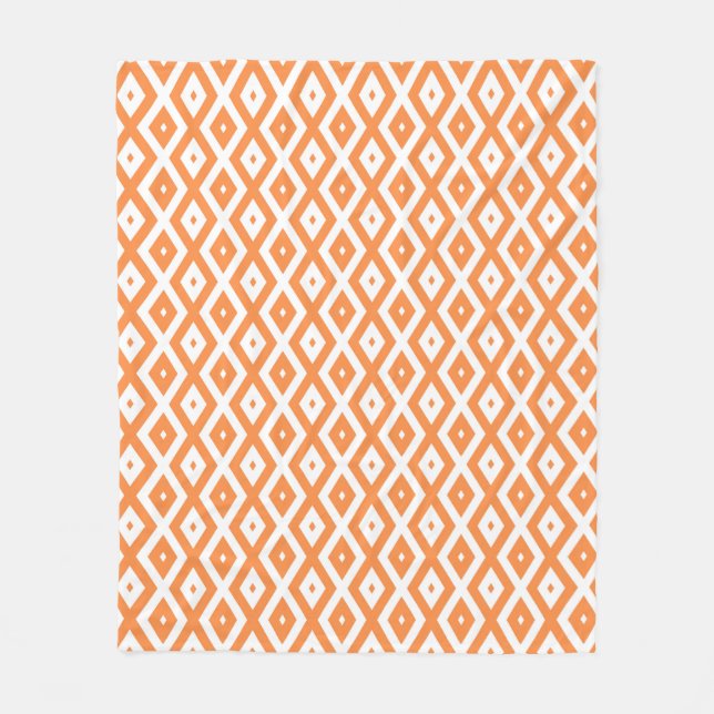 Cobertor De Velo Padrão de diamante branco e laranja (Frente)