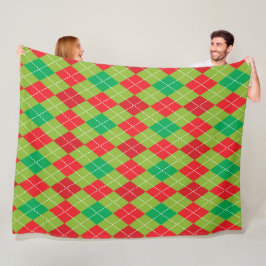 COBERTOR DE VELO PADRÃO DE DIAMANTE DE NATAL VERMELHO & VERDE