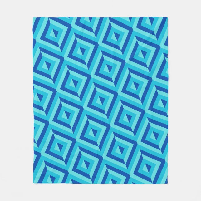 Cobertor De Velo Padrão de Diamante em Três Tons Azul (Frente)