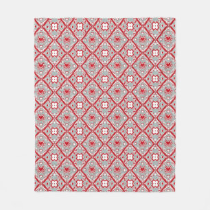 Cobertor De Velo Padrão de Diamante Floral Vermelho Geométrico El