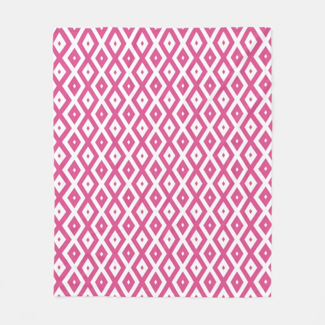 Cobertor De Velo Padrão de diamante rosa e branco (Frente)
