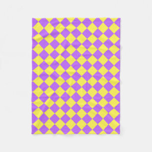 Cobertor De Velo Padrão de Diamante Xadrez Amarelo Roxo