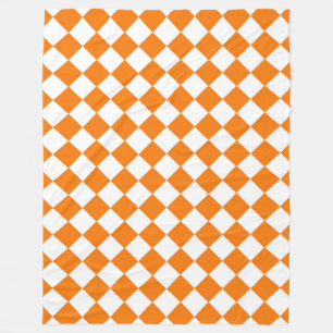Cobertor De Velo Padrão de Diamante Xadrez Laranja Branco