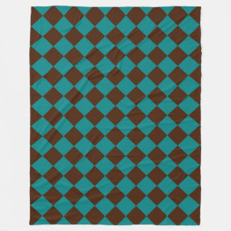 Cobertor De Velo Padrão de Diamante Xadrez Marrom Turquesa