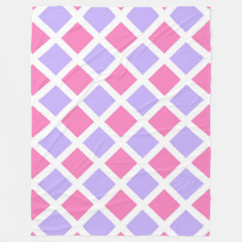 Cobertor De Velo Padrão de Diamante Xadrez Rosa Roxo