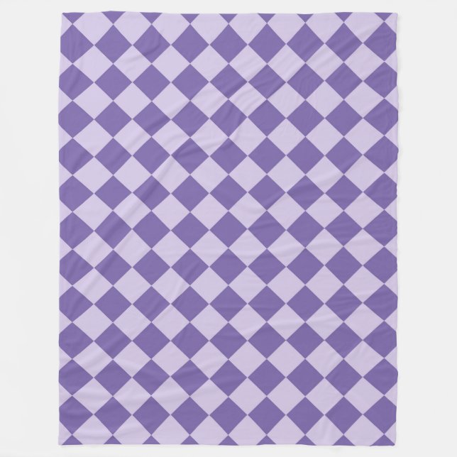 Cobertor De Velo Padrão de Diamante Xadrez Roxo (Frente)
