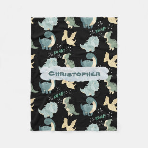 Cobertor De Velo Padrão de Dinossauro Preto de Cana-d'Água