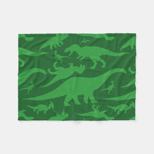 Cobertor De Velo Padrão de Dinossauro Verde (Frente (Horizontal))