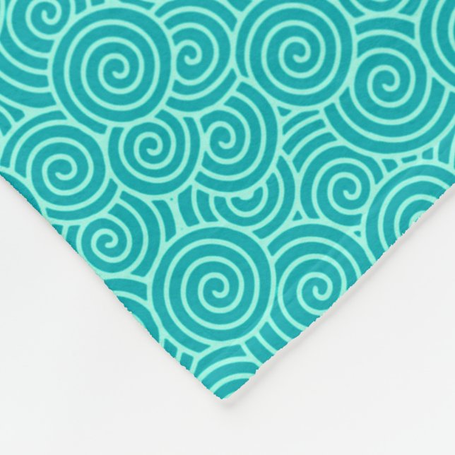 Cobertor De Velo Padrão de espiral japonês - turquesa e aqua (Quina)