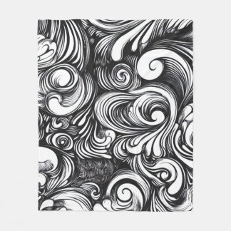 Cobertor De Velo Padrão de espiral preto e branco