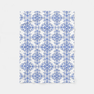 Cobertor De Velo Padrão de Estilo de Damasco Floral Branco e Azul