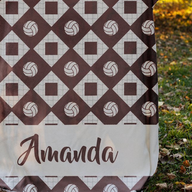 Cobertor De Velo Padrão de Estilo de Voleibol Maroon (Criador carregado)