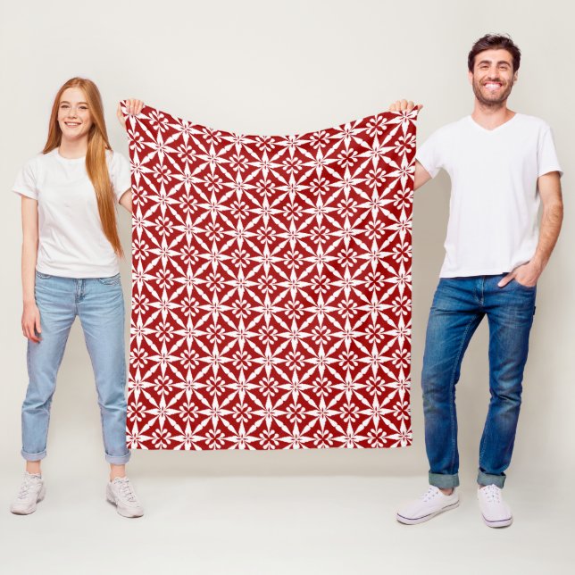 Cobertor De Velo Padrão de Estrela Ikat - Vermelho Escuro e Branco (In Situ)