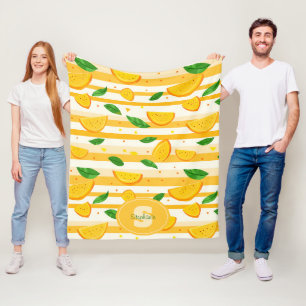 Cobertor De Velo Padrão de Fatia Laranja com Folhas Verdes