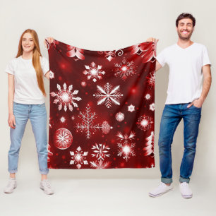 Cobertor De Velo Padrão De Floco De Neve Vermelho E Branco