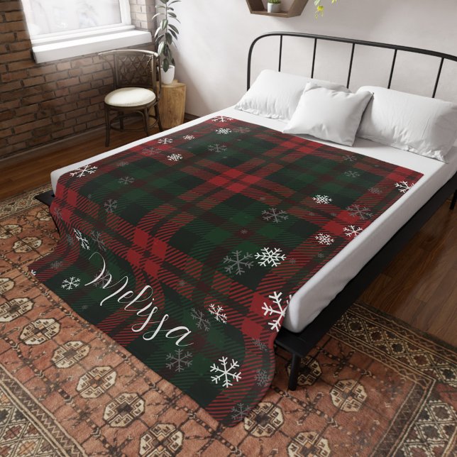 Cobertor De Velo Padrão de Flocos de Neve da xadrez Personalizado I (Plaid Snowflakes Pattern Fleece Blanket)