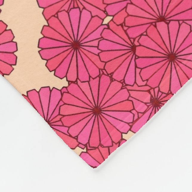 Cobertor De Velo Padrão de flor Art Deco - rosa profundo e pêssego (Quina)