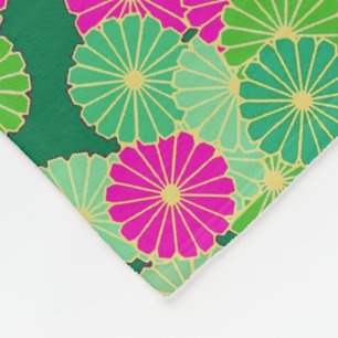 Cobertor De Velo Padrão de flor Art Deco - tons de verde, fúcsia