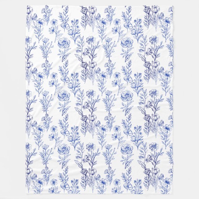 Cobertor De Velo padrão de flor azul (Frente)