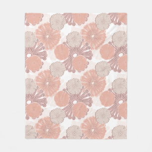 Cobertor De Velo Padrão de Flor Dourado rosa