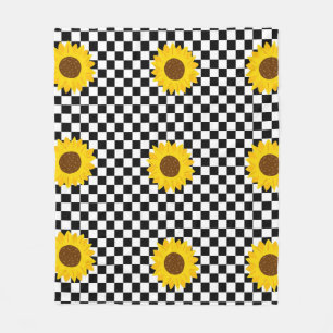 Cobertor De Velo Padrão de Flor Marcado de Girassol Preto e Branco