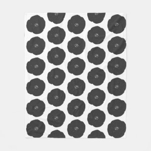 Cobertor De Velo Padrão de Flor Retroativo Negrito em Preto e Bran