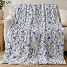 Padrão de Flor Silvestre Aquarela Roxo Azul