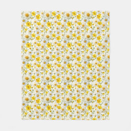 Cobertor De Velo Padrão de Flor Silvestre com Aquarela Amarela