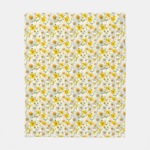 Cobertor De Velo Padrão de Flor Silvestre com Aquarela Amarela