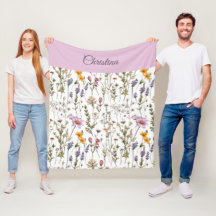 Padrão de Flor Silvestre Rosa Roxo Elegante Nome P