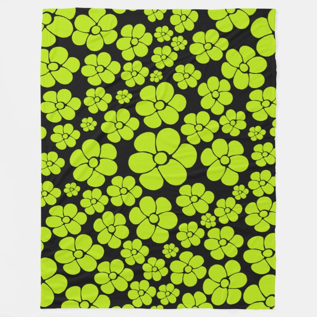 Cobertor De Velo Padrão de Flor - Verde limão (Frente)