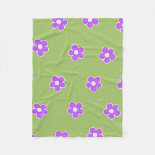 Cobertor De Velo Padrão de Flor Y2K Retro Roxo Verde