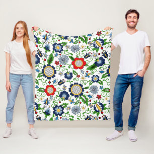 Cobertor De Velo Padrão de flores folclóricas do Caxubiano