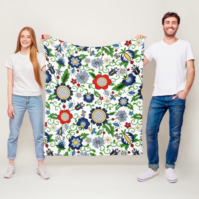 Cobertor De Velo Padrão de flores folclóricas do Caxubiano (In Situ)