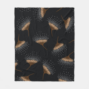 Cobertor De Velo padrão de flores sem costura marrom em fundo pret