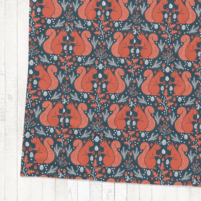 Cobertor De Velo Padrão de Floresta de Esquilos (Red squirrel woodland forest nature pattern cozy fleece blanket)