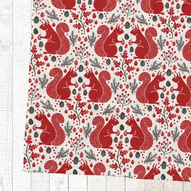 Cobertor De Velo Padrão de Floresta de Esquilos na Mata (Red squirrel woodland forest nature pattern cozy fleece blanket)
