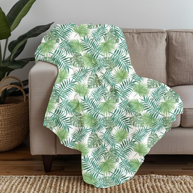 Cobertor De Velo Padrão de Folgas Modernas (Modern Palm Leaves Pattern Fleece Blanket)