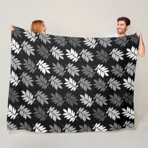 Cobertor De Velo Padrão de Folha de Elder Preto Branco Cinza