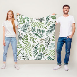 Cobertor De Velo Padrão de Folhas Botânicas de Linda Cores Aquática