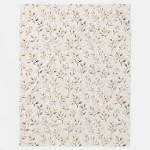 Cobertor De Velo Padrão de Folhas Botânicas Neutras Bege Boho Creme
